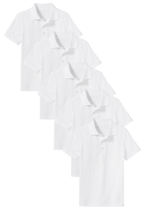 5-Pack School Uniform Tagless Polo Tshirt for Little Boys & Big Boys
